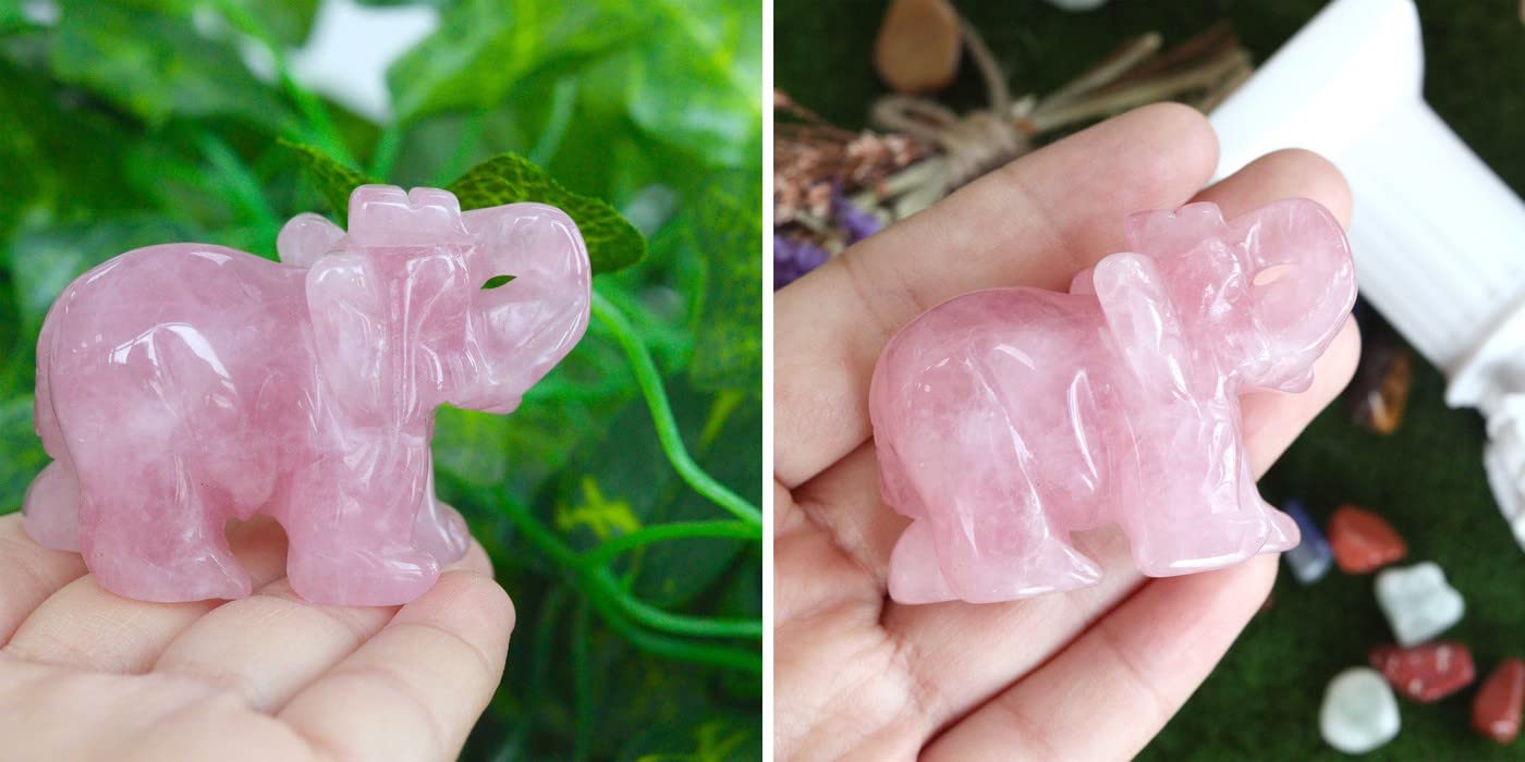 天然石 ローズクォーツのゾウさん